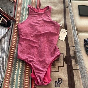 NWT Good American pink glitter one piece. Size 3.